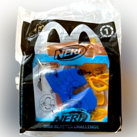 2023 NERF DISK BLASTER CHALLENGE MCDONALDS HAPPY MEAL #1 TOY COLLECTIBLE SEALED - Picture 1 of 4